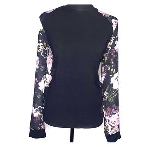 Black Floral long sleeve top
